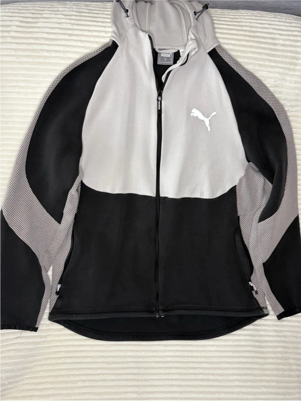 Puma Men’s Black and Light Gray Hooded Performance Jacket